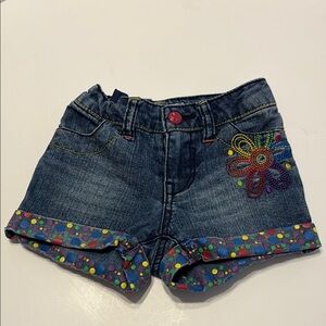 Piper Blue Embroidered Denim Shorts